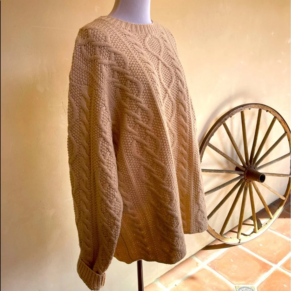 J.CREW Handknit Soft Heavy Preppy 100% Lambs Wool Cable Knit Sweater Men’s Sz XL - Picture 8 of 10